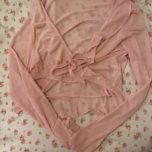 Sheer Pink Wrap Top